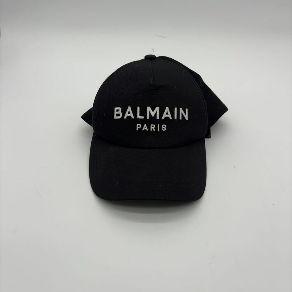 Balmain Black Baseball Cap with White Logo